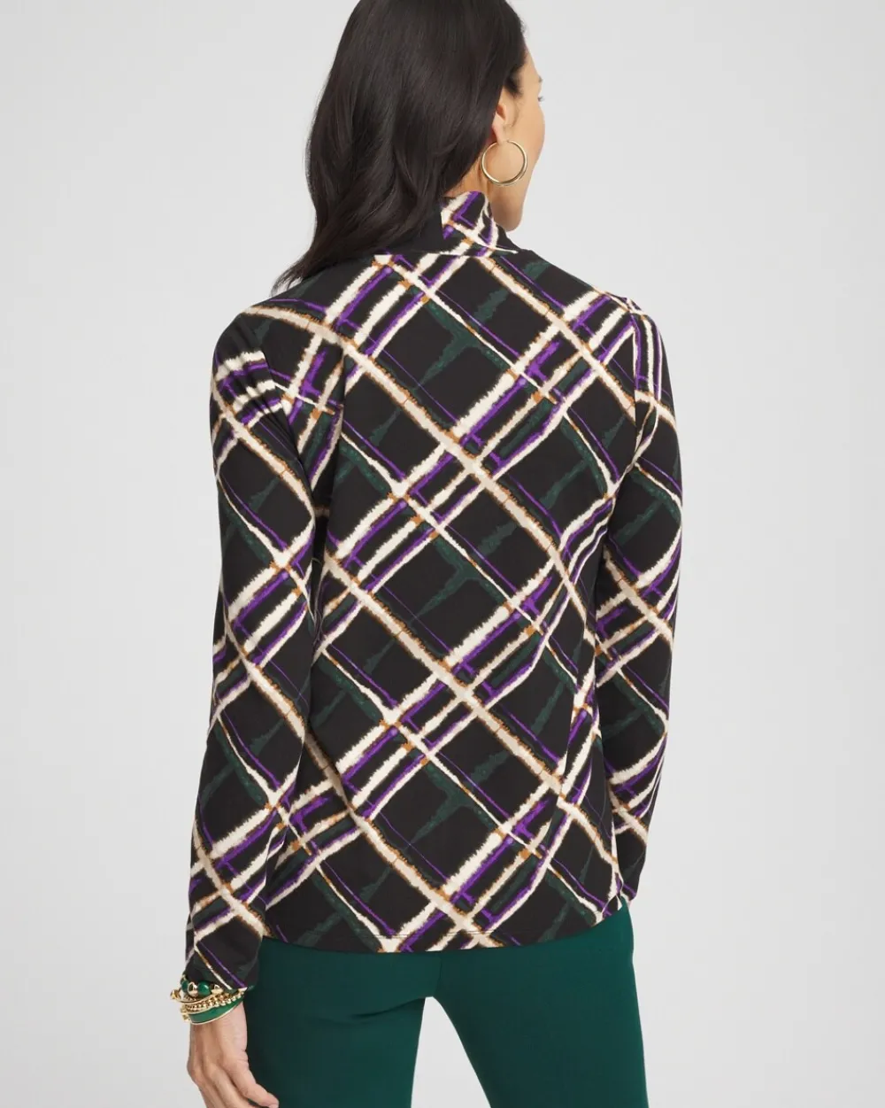 Sale Touch Of Cool™ Plaid Mock Neck Layering Tee Tops