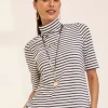 Sale Touch Of Cool™ Stripe Mock Neck Tee Tops