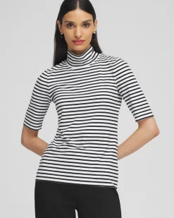 Sale Touch Of Cool™ Stripe Mock Neck Tee Tops