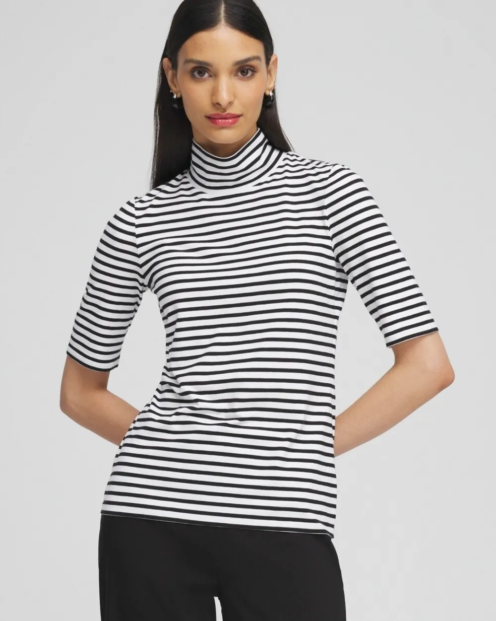 Sale Touch Of Cool™ Stripe Mock Neck Tee Tops