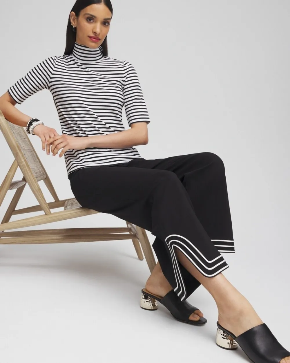 Sale Touch Of Cool™ Stripe Mock Neck Tee Tops