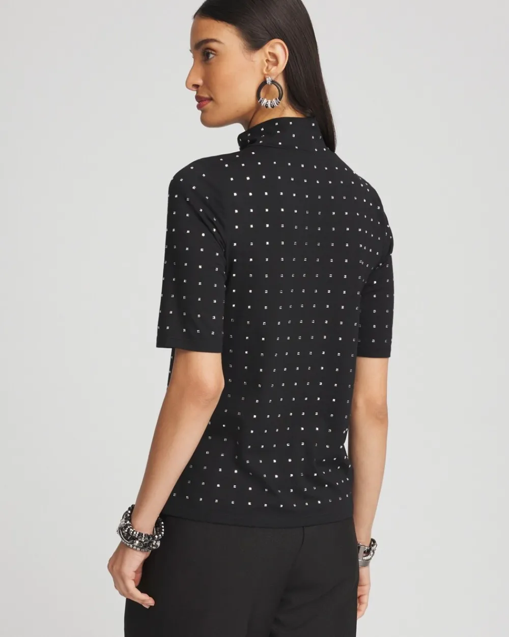 Discount Touch Of Cool™ Studded Mock-Neck Tee Tops