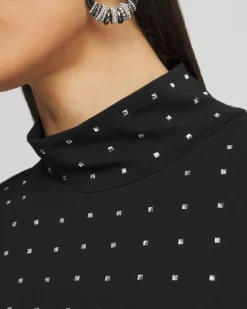 Discount Touch Of Cool™ Studded Mock-Neck Tee Tops