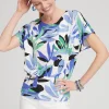 Shop Touch Of Cool™ Tropics Ruched Banded Hem Top Tops