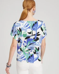 Shop Touch Of Cool™ Tropics Ruched Banded Hem Top Tops