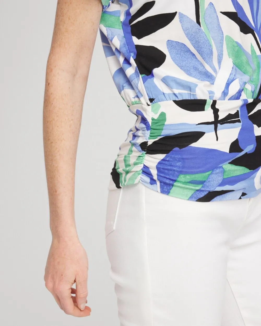 Shop Touch Of Cool™ Tropics Ruched Banded Hem Top Tops