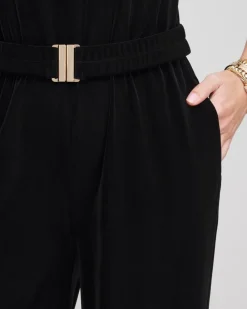 Best Sale Travelers™ Belted Velvet Jumpsuit Dresses