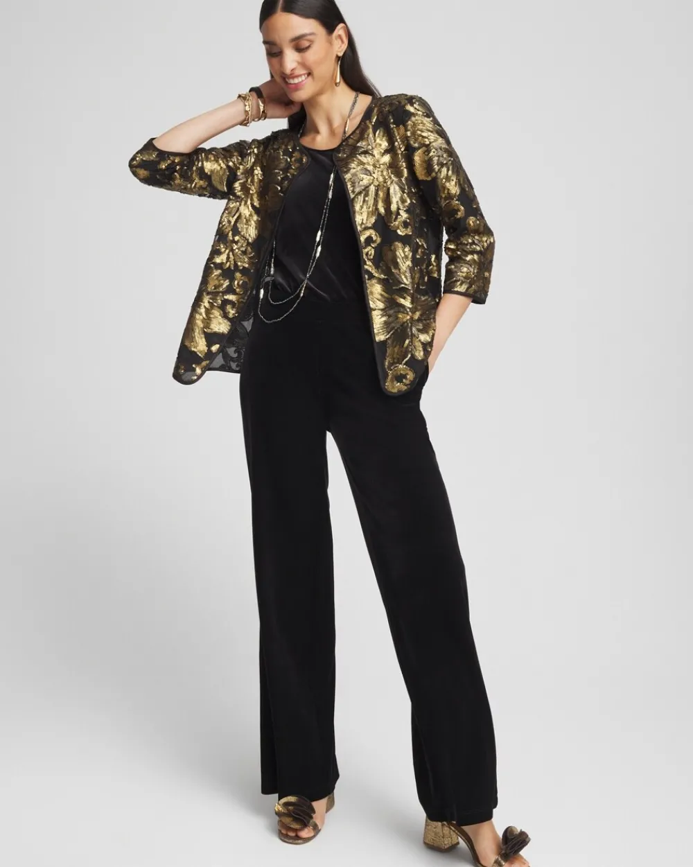 Discount Travelers™ Collection Embroidered Sequin Jacket Jackets & Coats