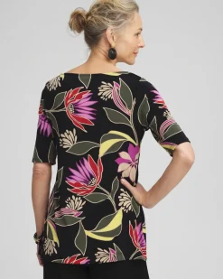 Sale Travelers™ Floral Boat Neck Top Tops