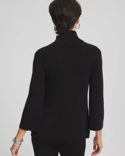 Cheap Travelers™ Mock Neck Diamond Button Tunic Tops