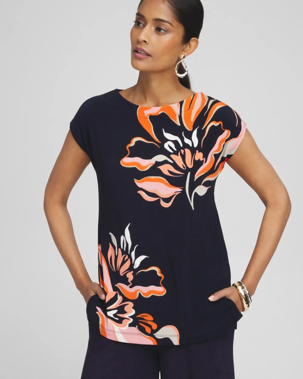 Shop Travelers™ Placed Floral Tunic Tops
