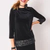 Outlet Travelers™ Velvet Sequin Tunic Tops