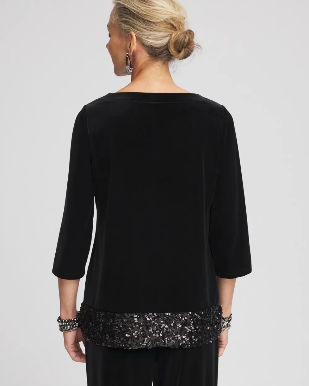 Outlet Travelers™ Velvet Sequin Tunic Tops