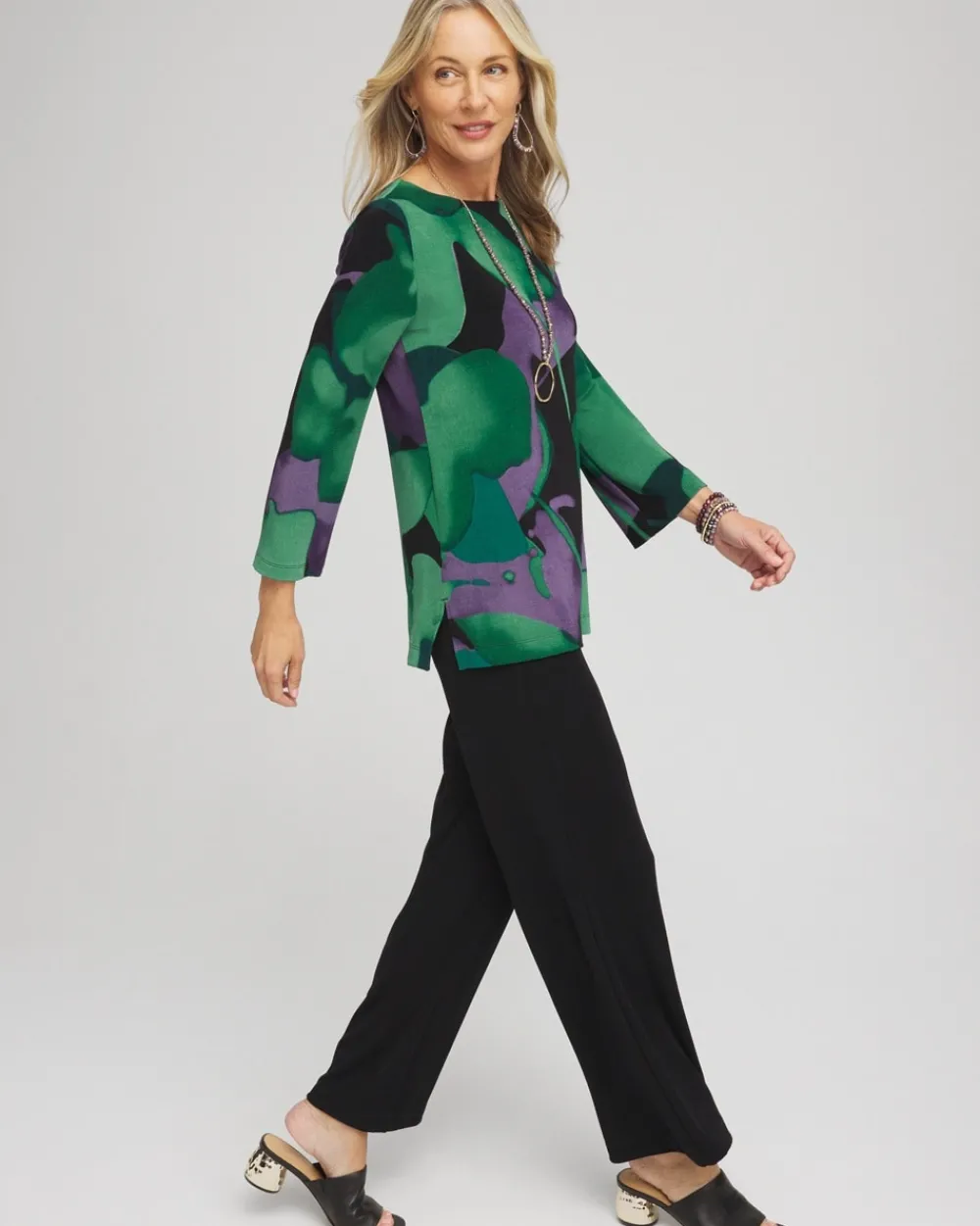 Online Travelers™ Watercolor Bell Sleeve Tunic Tops