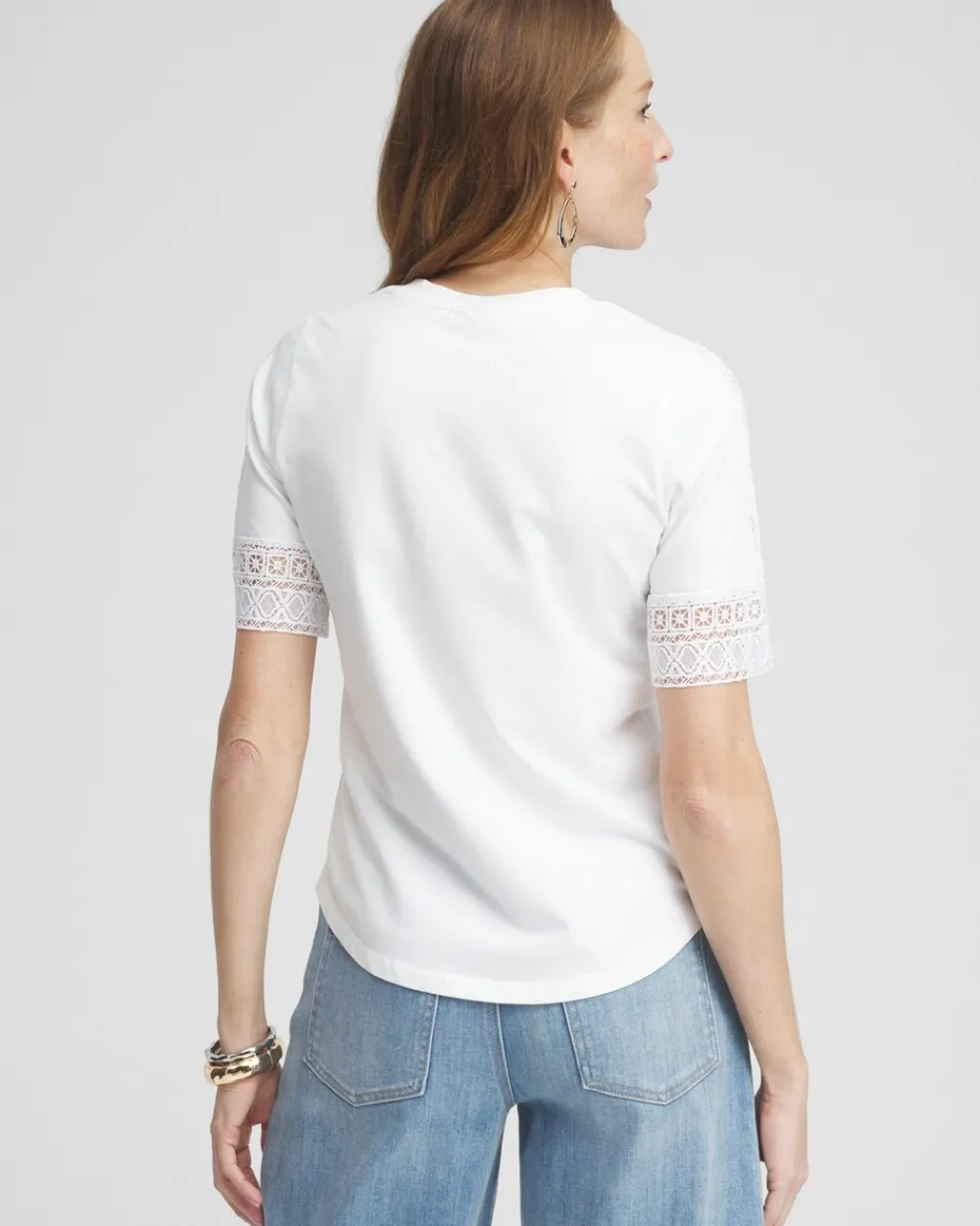 Outlet Trim Detail V-neck Tee Tops