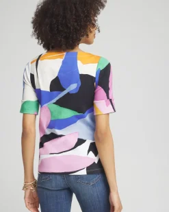 Clearance Tropical Bateau Neck Tee Tops