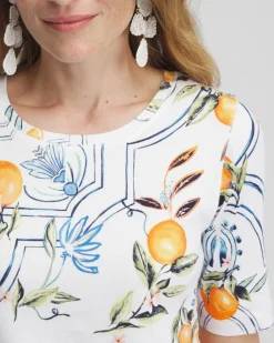 Fashion Tropical Jewel Neck Tee Tops