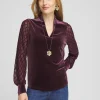 Discount Velvet V-neck Long Sleeve Top Tops | Tees