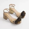 Outlet Venus Foiled Reptile Print Block Heels Shoes