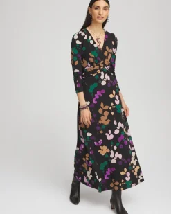 Discount V-neck 3/4 Sleeve Floral Maxi Dress Dresses