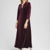 Shop V-Neck Velour Midi Dress Dresses