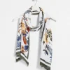 Cheap White Floral Oblong Scarf Scarves