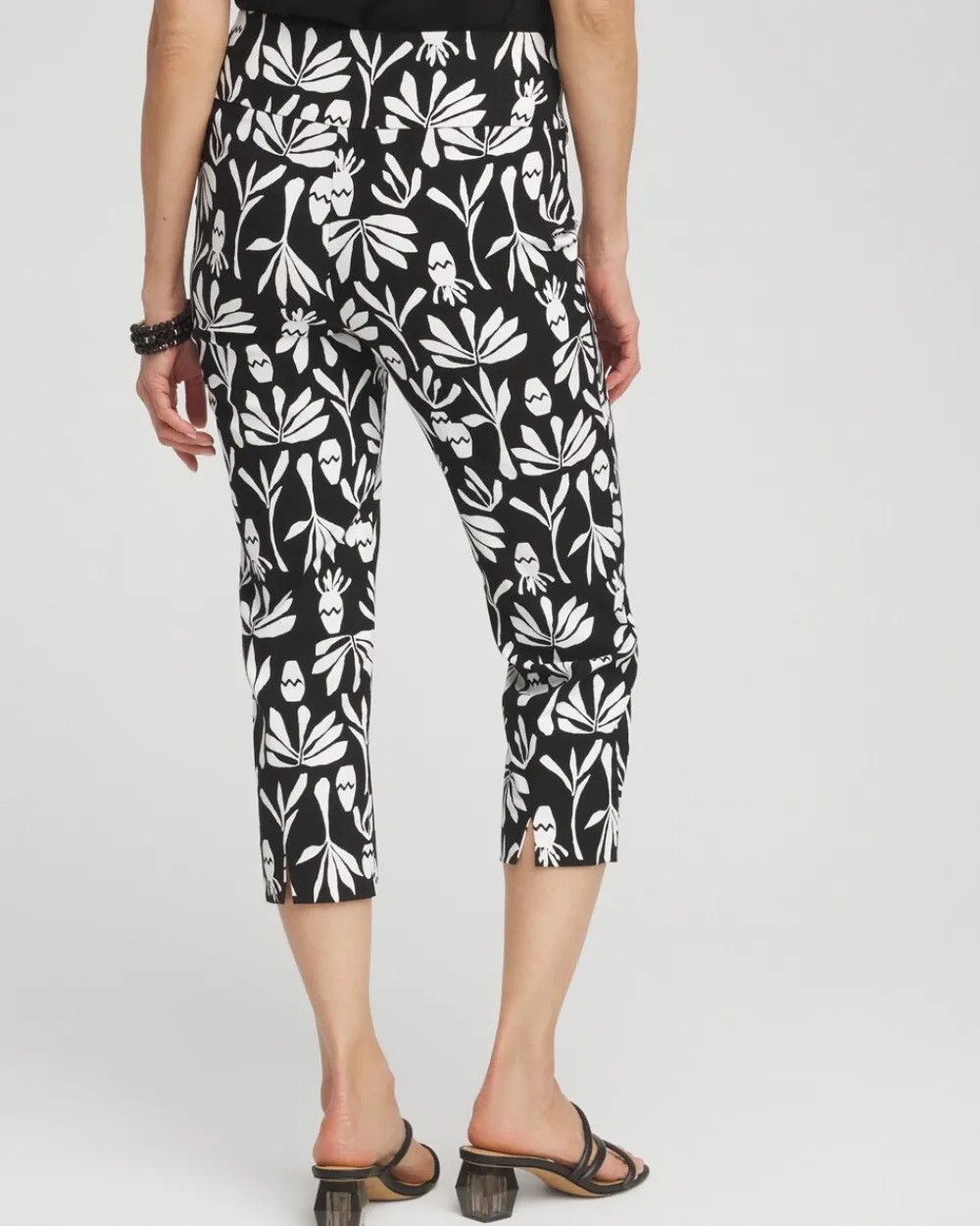 Hot Wide Waistband Leaf Print Capris Pants
