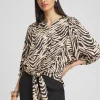Discount Zebra Print Tie-Front Blouse Tops