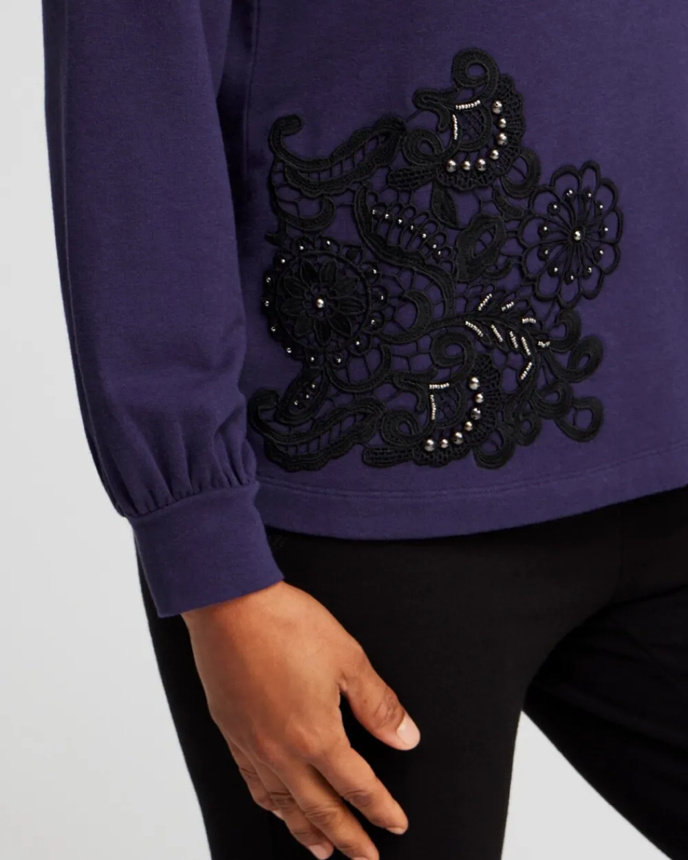 Best Sale Zenergy® French Terry Applique Sweatshirt Tops