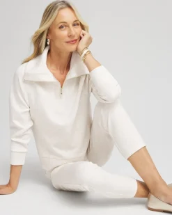 Sale Zenergy® Heathered Scuba Satin Trim Sweatshirt Tops | Activewear