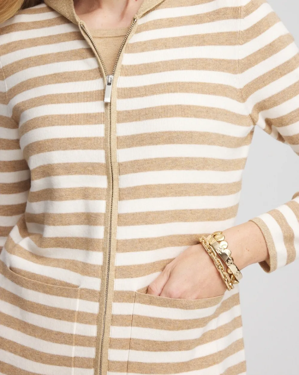Sale Zenergy® Luxe Striped Hooded Cardigan Jackets & Coats | Activewear