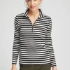 Discount Zenergy® Stripe Mock Neck Zipper Tee Tops