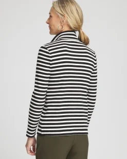 Discount Zenergy® Stripe Mock Neck Zipper Tee Tops