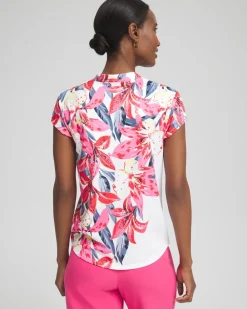 Sale Zenergy® UPF Floral Cap Sleeve Polo Tops