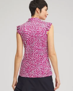 Sale Zenergy® UPF Knit Ruffle Polo Tops