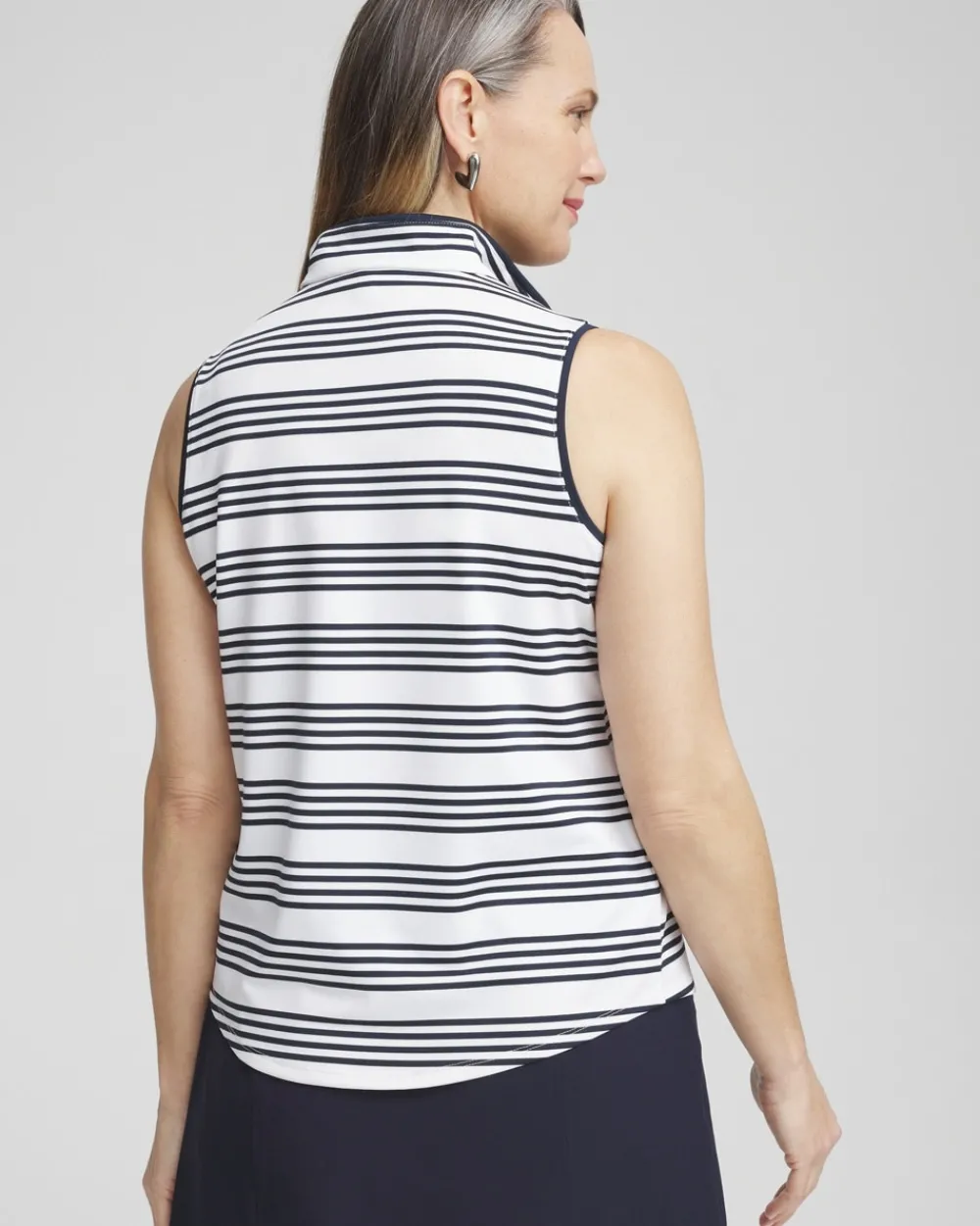 Store Zenergy® UPF Knit Stripe Polo Tank Tops