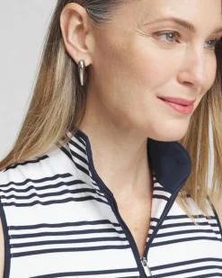Store Zenergy® UPF Knit Stripe Polo Tank Tops
