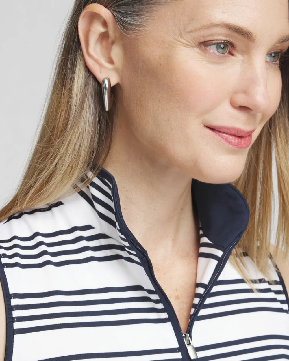 Store Zenergy® UPF Knit Stripe Polo Tank Tops