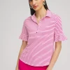 Online Zenergy® UPF Knit Stripe Ruffle Polo Tops