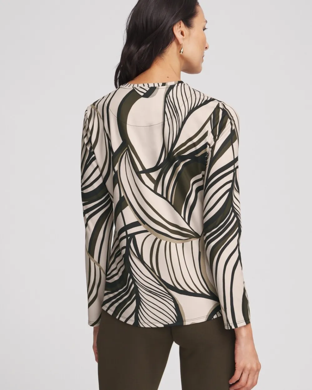 Outlet Zenergy® UPF Leaf Print Long Sleeve Sun Tee Tops