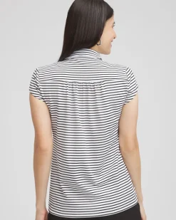 Sale Zenergy® UPF Stripe Cap Sleeve Polo Tops