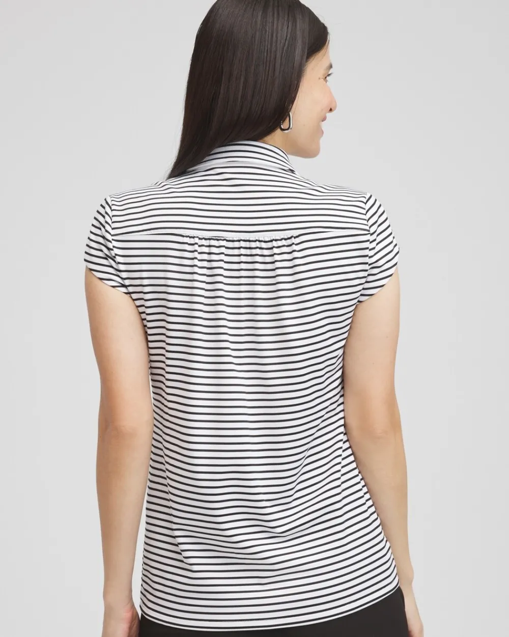 Sale Zenergy® UPF Stripe Cap Sleeve Polo Tops